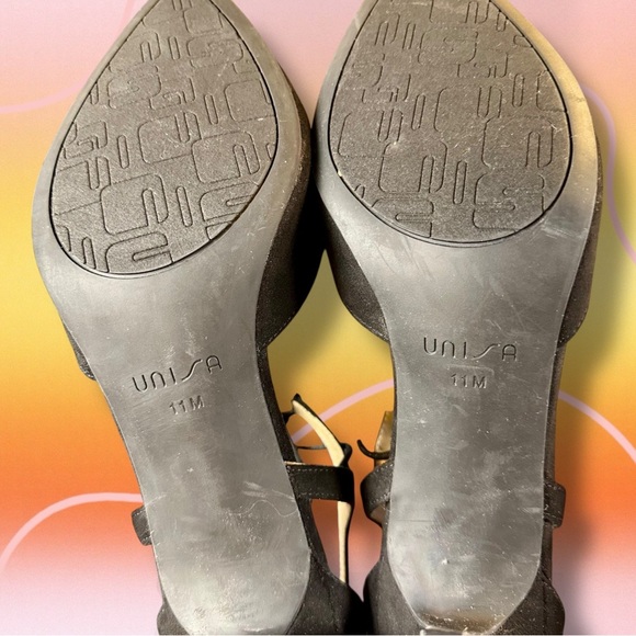 NWOT Unisa ‘Amabelle’ Black Vegan Suede Ankle Tie Stiletto Pumps Size 11 - Picture 3 of 13